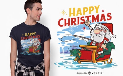 Fishing Santa Christmas t-shirt design