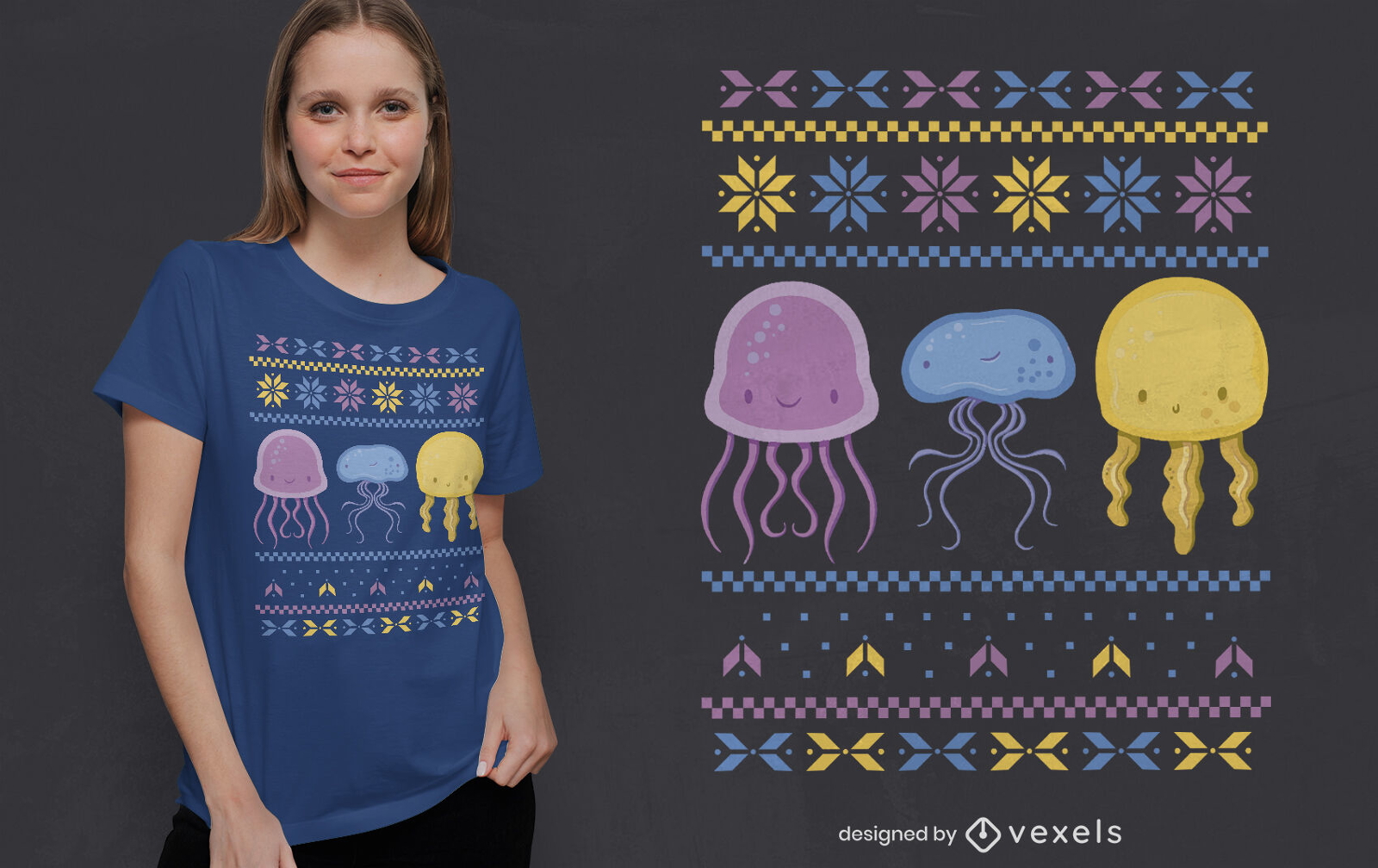 Diseño de camiseta de medusa suéter feo