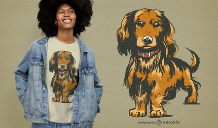 Design fofo de camiseta para cachorro dachshund