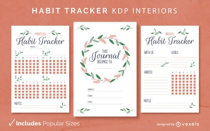 Habit journal template KDP interior design