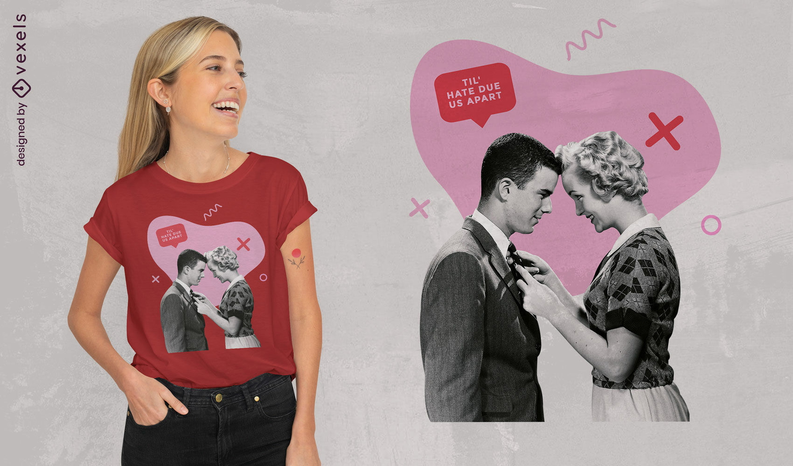 camiseta retrô de homem e mulher dos anos 60 psd