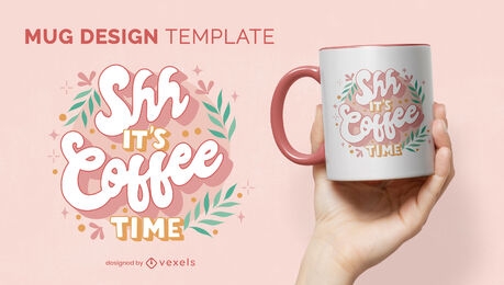 Diseño de taza de letras de cita de tiempo de café