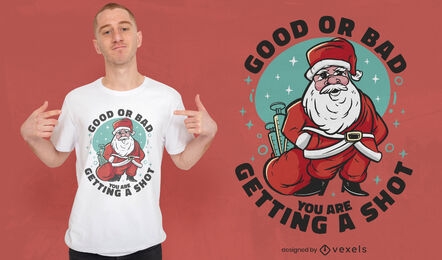 Weihnachtsmann mit Impfstoffbeutel-T-Shirt-Design
