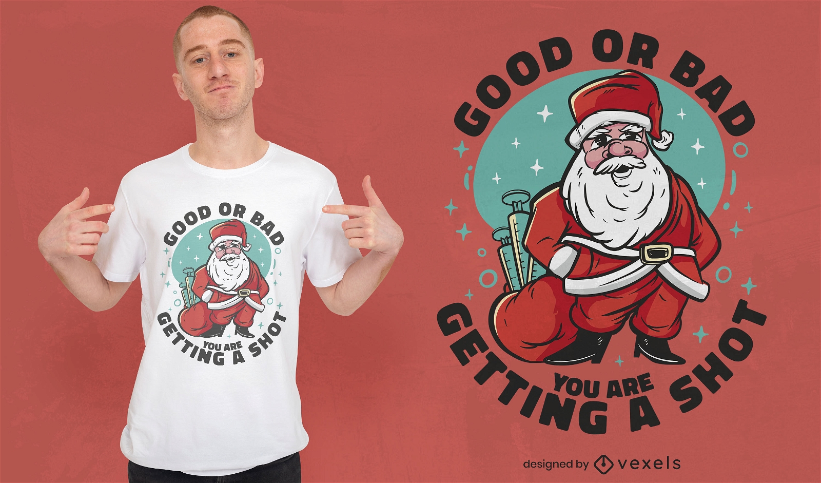 Santa Claus with vaccine bag t-shirt design