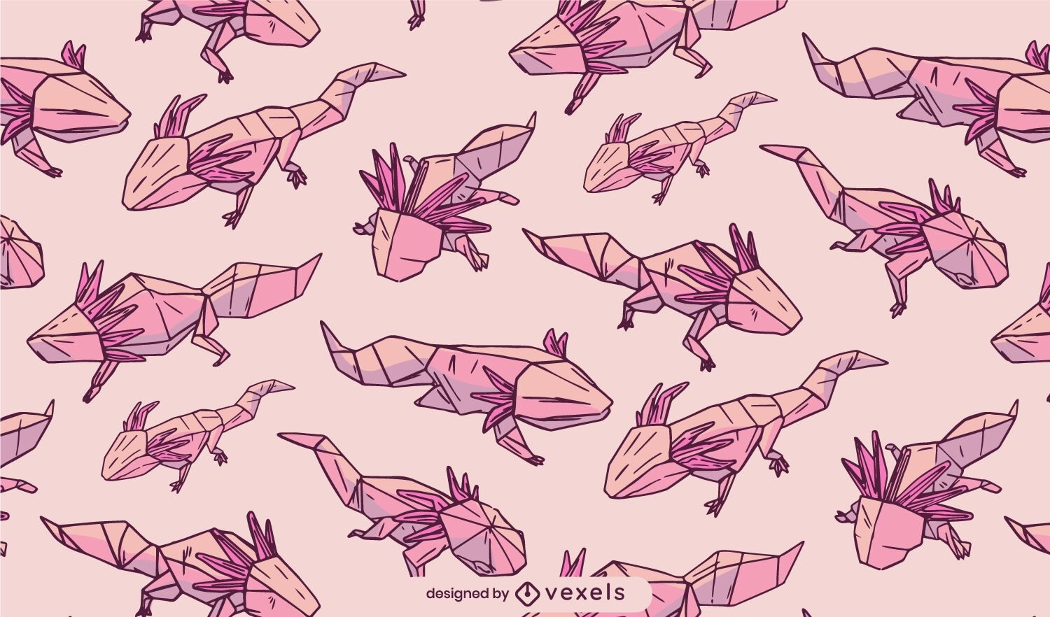 Origami axolotl animals pattern design