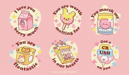 Juego de juegos de palabras de comida de postres dulces kawaii