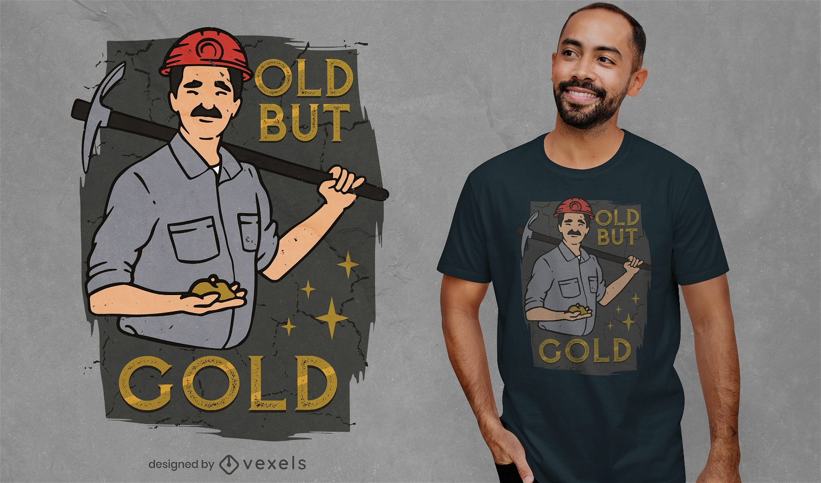 Design de t-shirt de cita??o de mineiro de ouro masculino