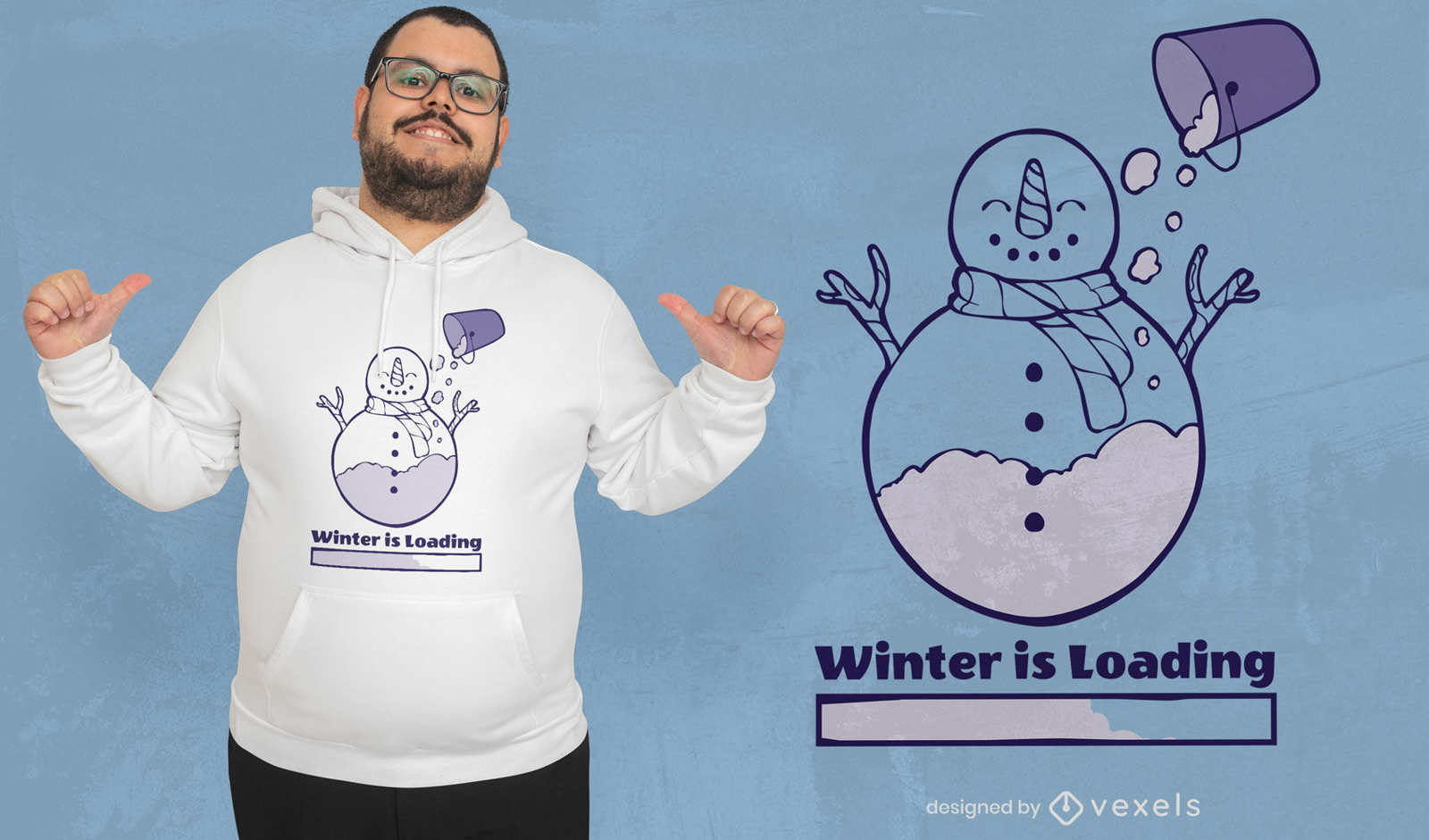Winter lädt Schneemann-T-Shirt-Design