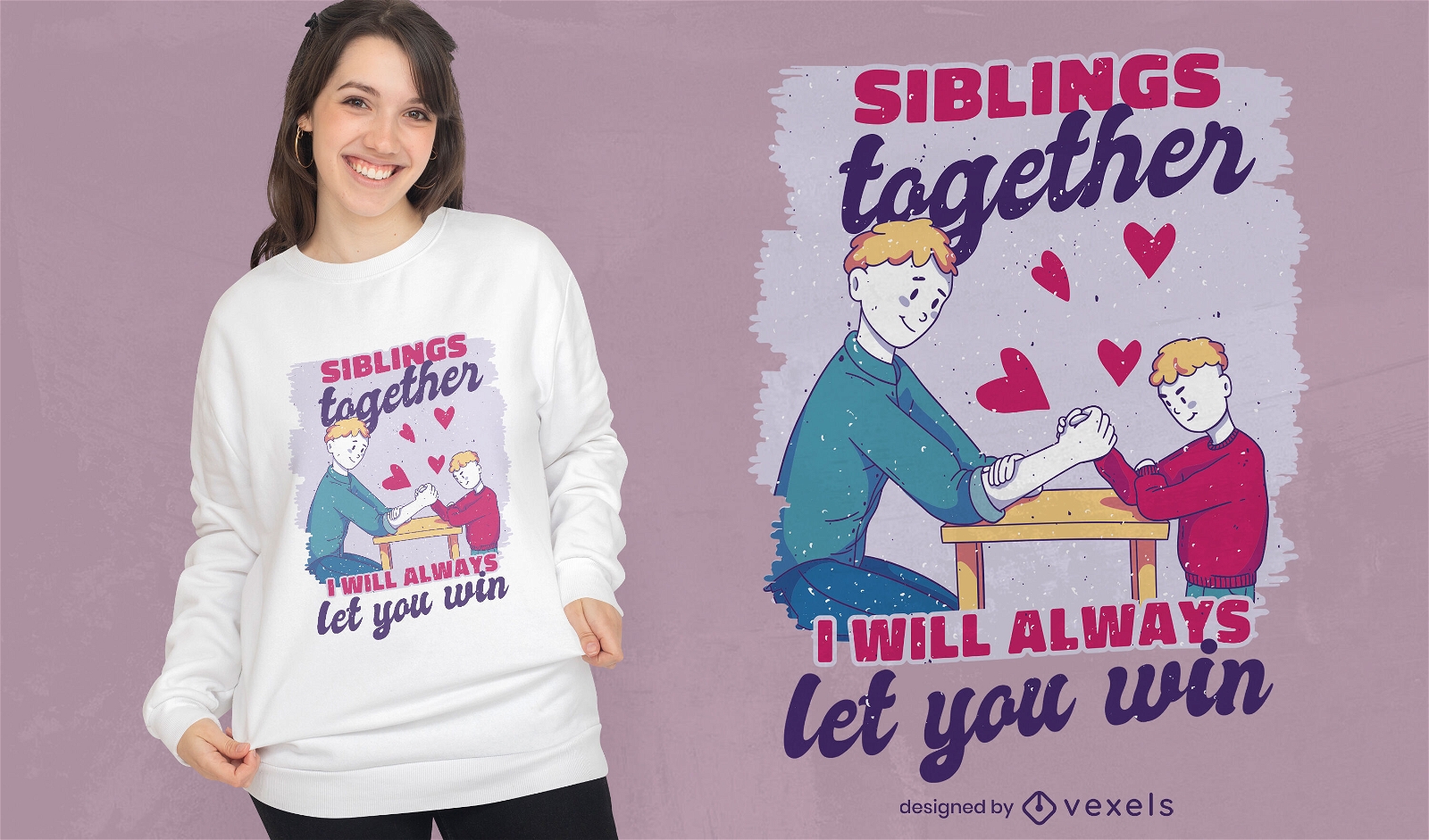 Siblings together brothers t-shirt design
