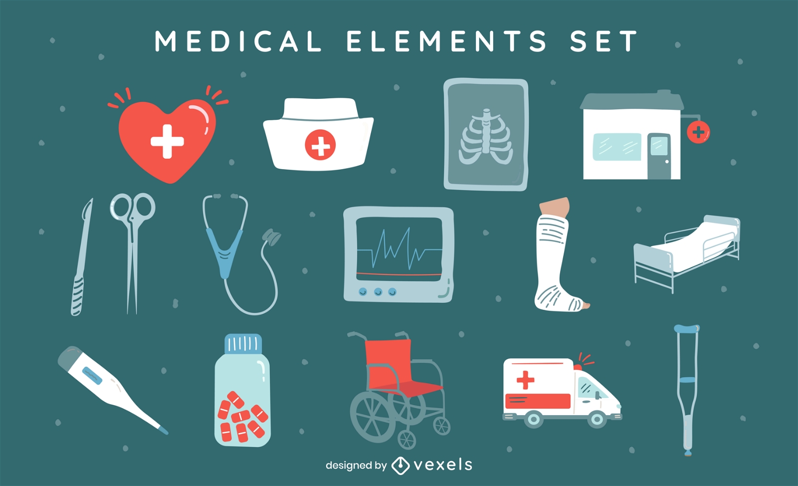 Conjunto de elementos de equipamento médico médico