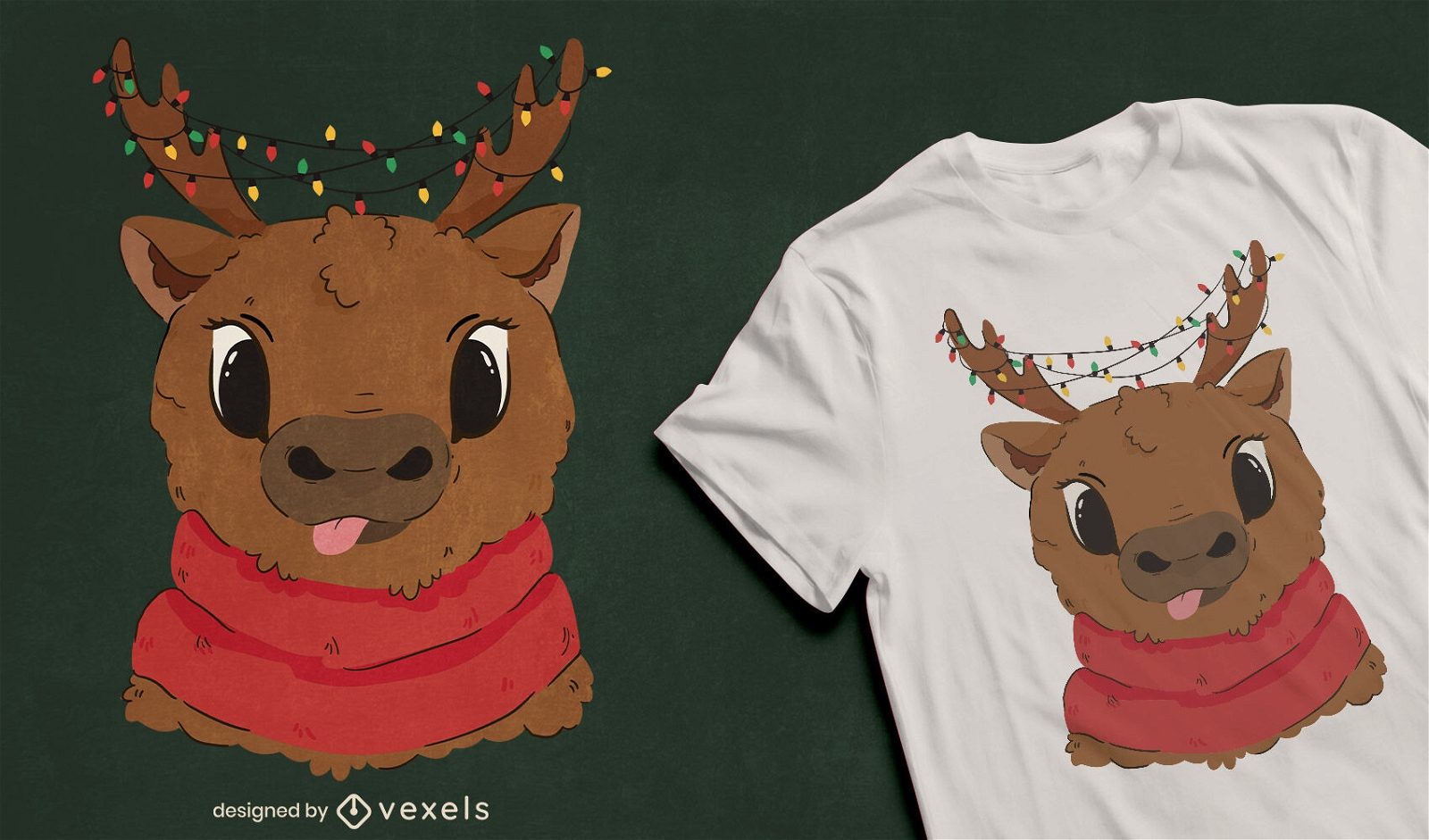 Design fofo de t-shirt de rena de Natal