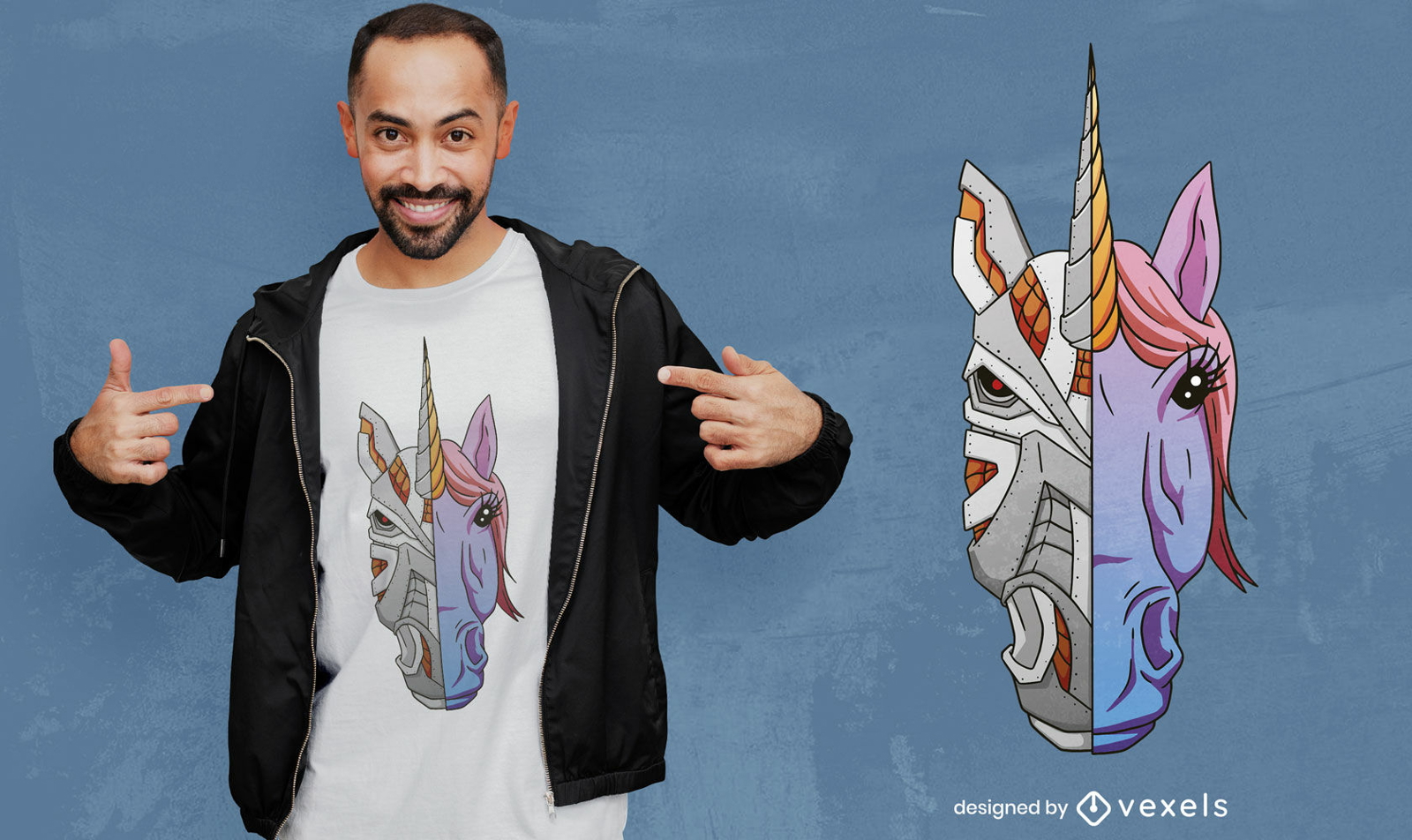 Diseño de camiseta robot unicornio