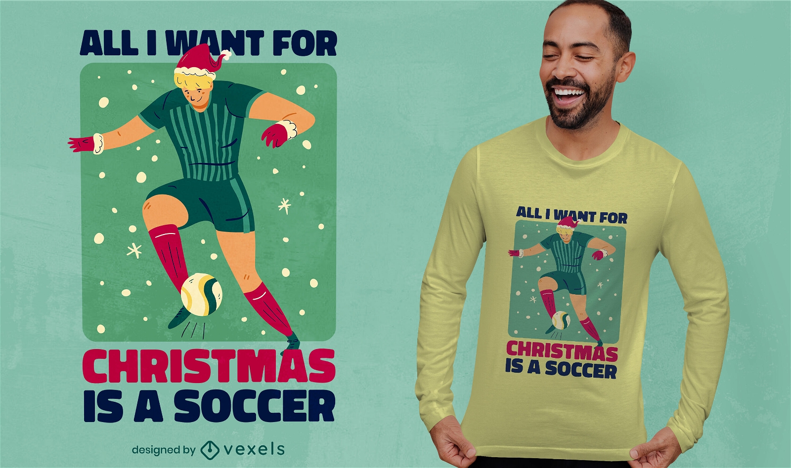 Alles, was ich für Weihnachtsfußball-T-Shirt-Design will