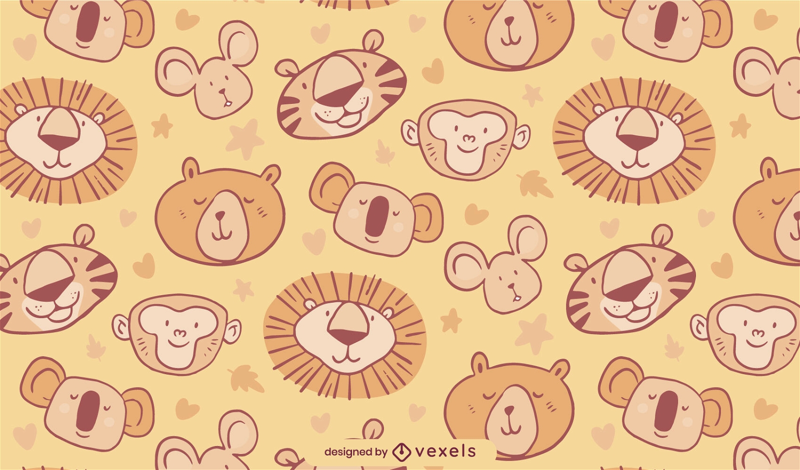 Cute wild animal heads pattern design