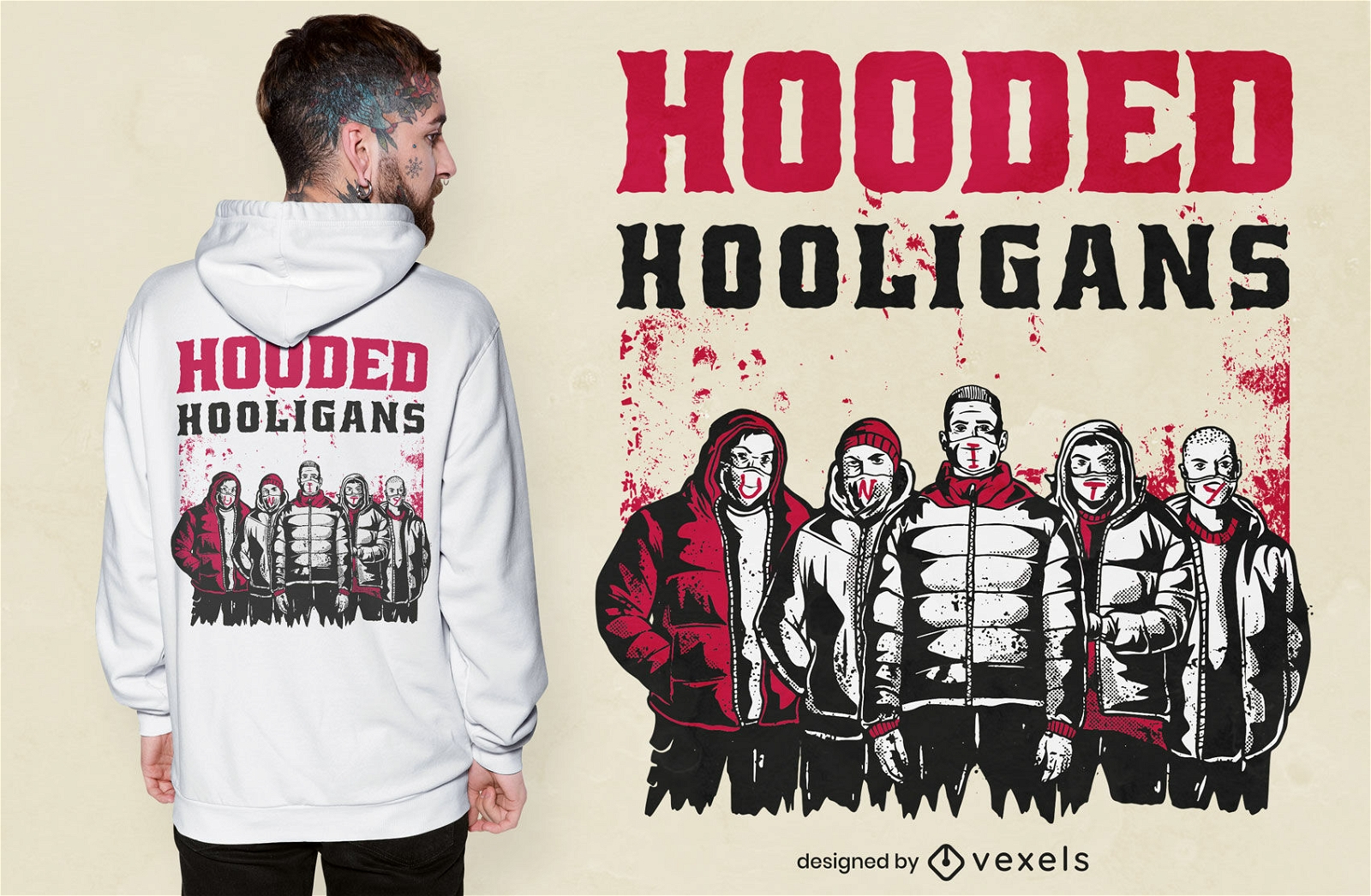 Hooded hooligans t-shirt design