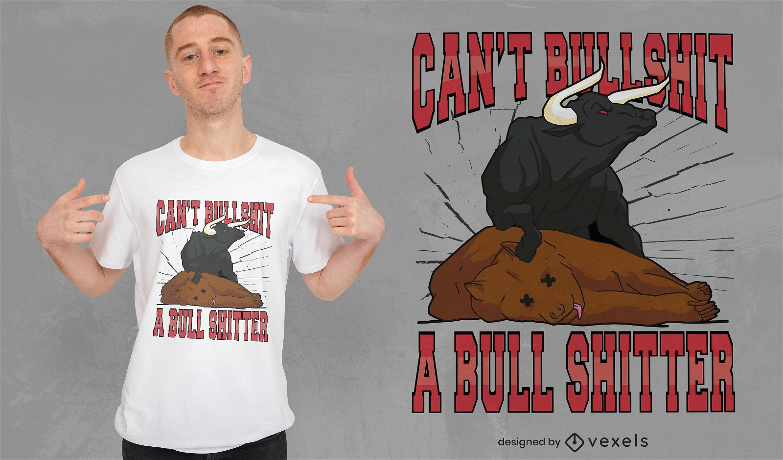Design de camiseta bullshitter de luta de touros