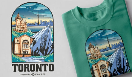Diseño de camiseta de paisaje de la ciudad de Toronto.