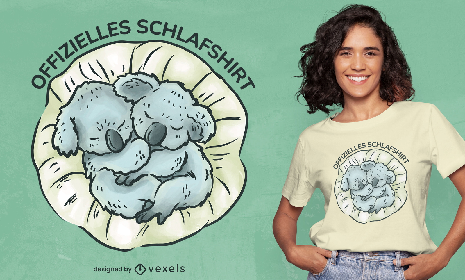 Koala-Tiere schlafen süßes T-Shirt-Design