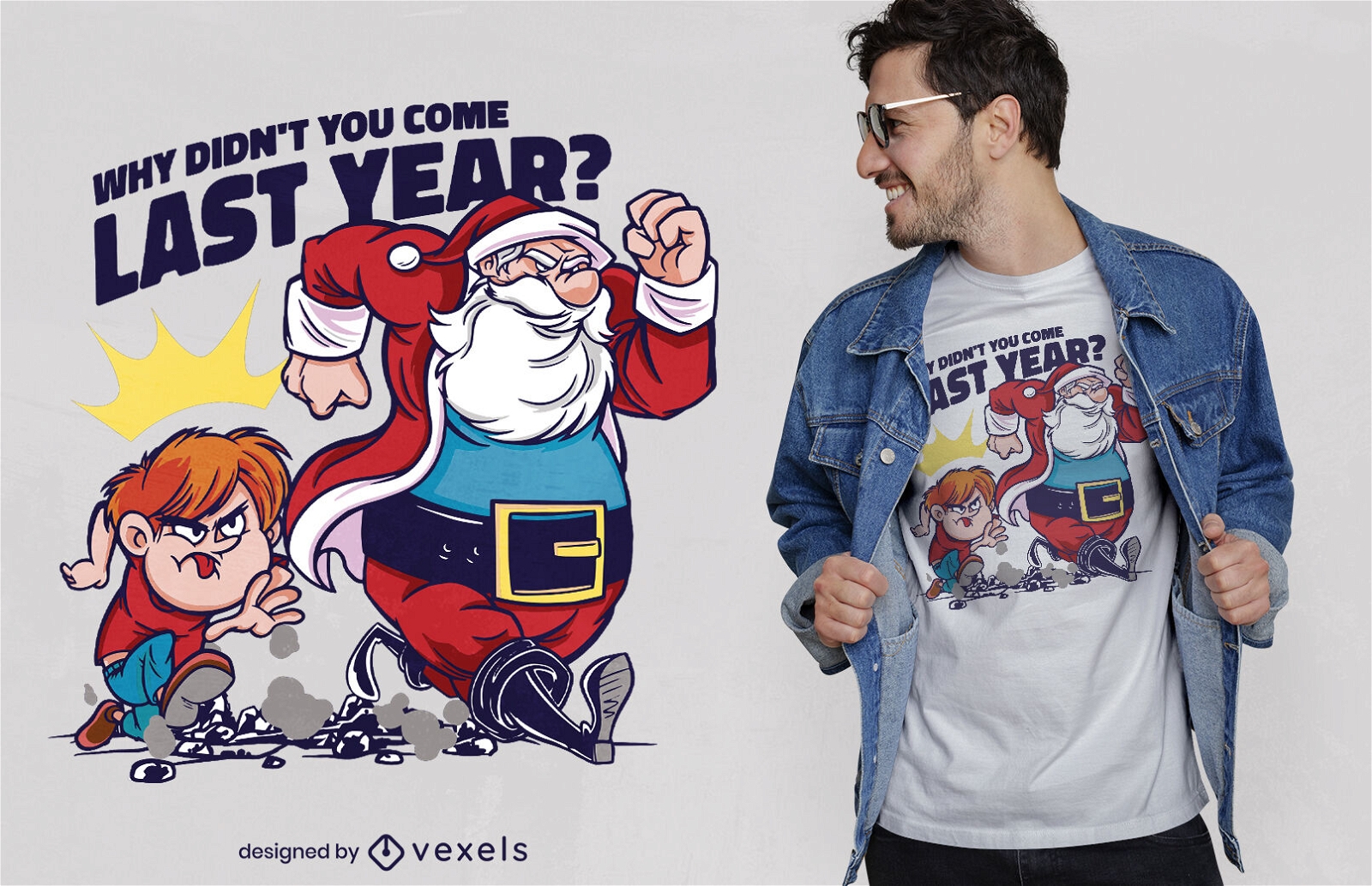 Naughty Boy und Santa Christmas T-Shirt Design