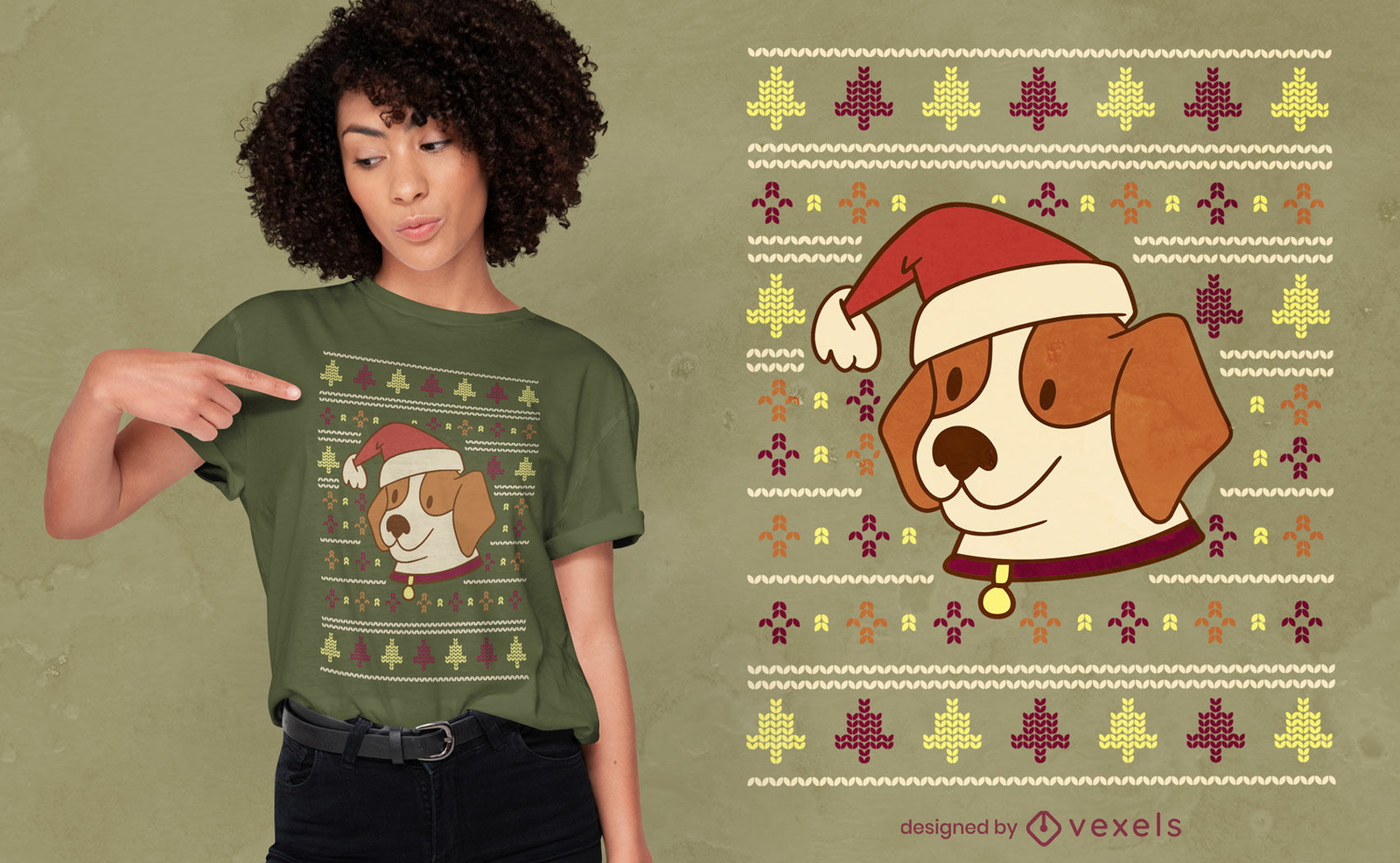 Hässlicher Pullover Hund Weihnachts-T-Shirt-Design