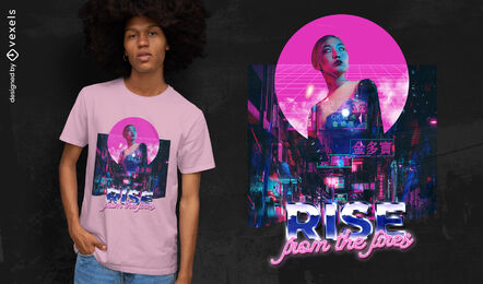 Frau im japanischen Stadtt-shirt psd