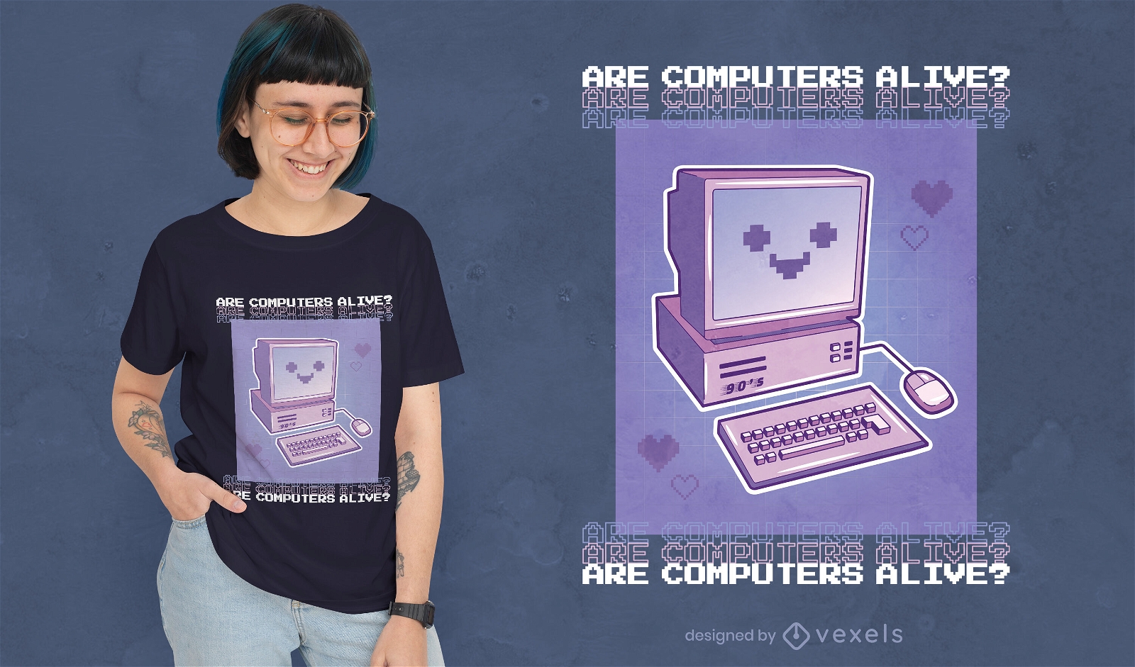 Design de t-shirt fofa para computador dos anos 90