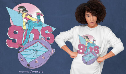 90er Jahre Mädchen T-Shirt Design rosa 90er Jahre