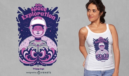 Astronauta viajando en el espacio diseño de camiseta.