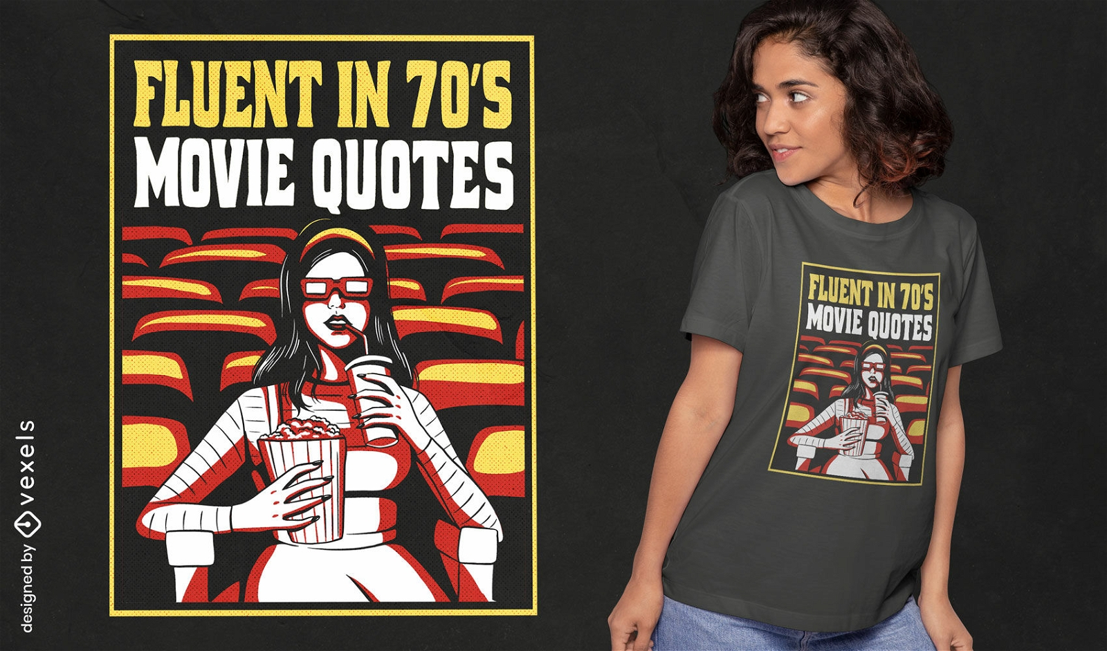 Design de t-shirt de citações de filmes dos anos 70