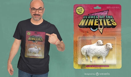 Animais de criação de ovelhas brinquedos em caixa de t-shirt psd