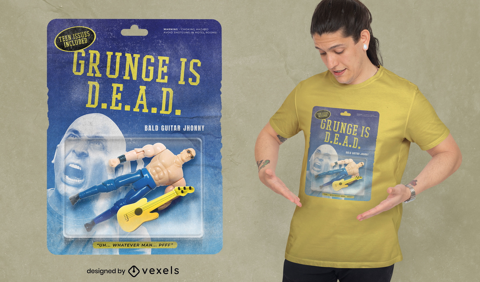 Actionfigur mit Gitarre in Box T-Shirt PSD