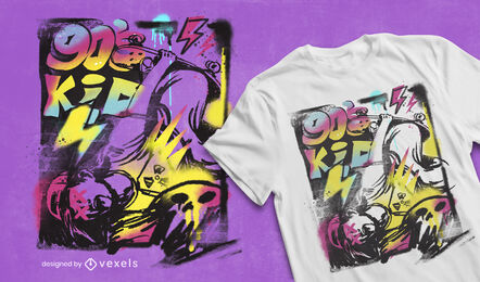 Camiseta skatista dos anos 90 com grafite psd
