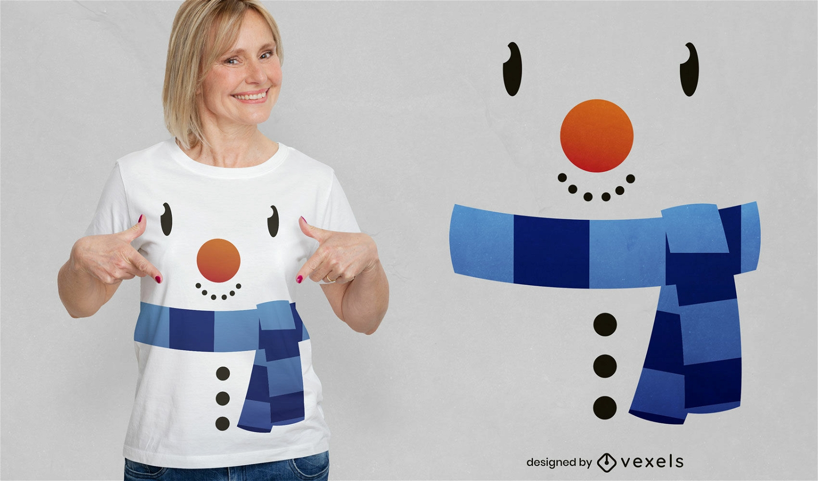 Diseño de camiseta de disfraz de muñeco de nieve.