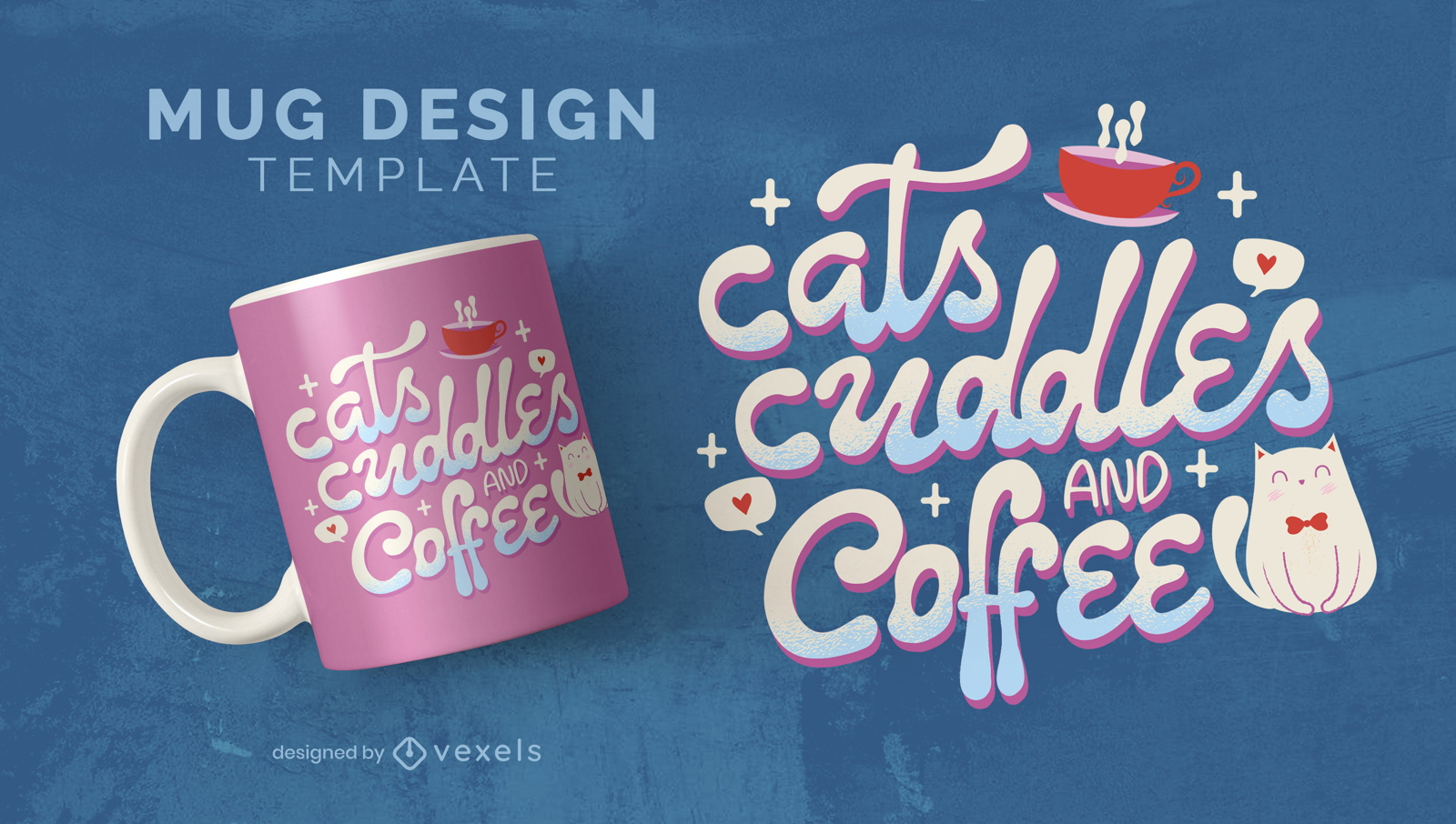 Cats and coffee lettering mug design