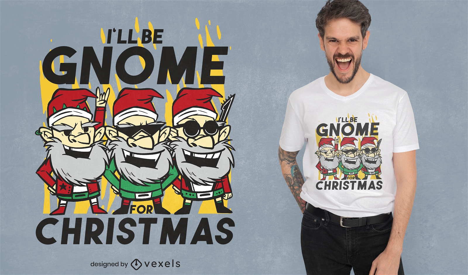 Christmas gnomes rocking t-shirt design