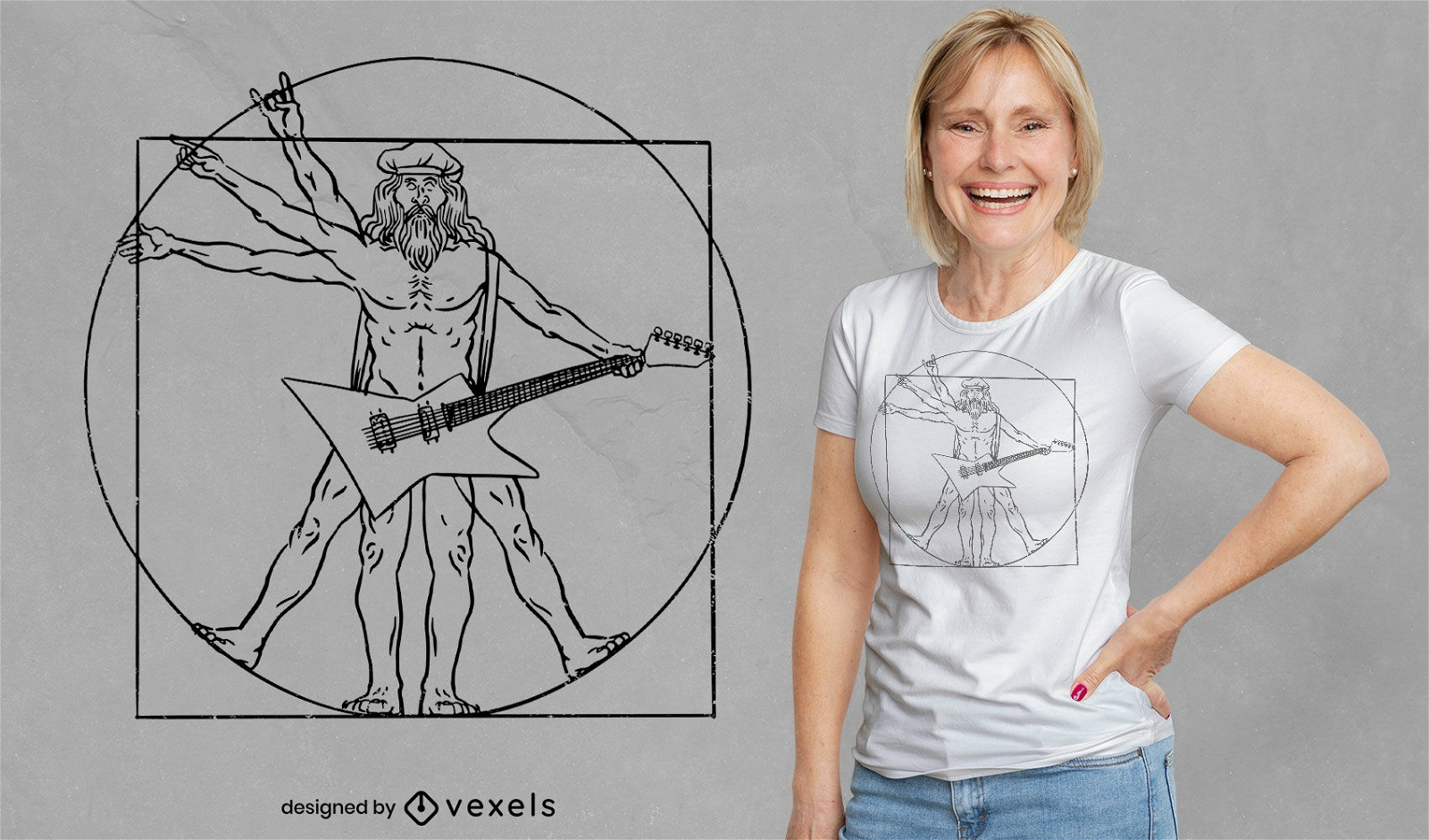 Desenho de t-shirt com ilustração Rock man