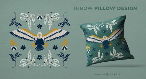 Eagle bird flying throw pillow design