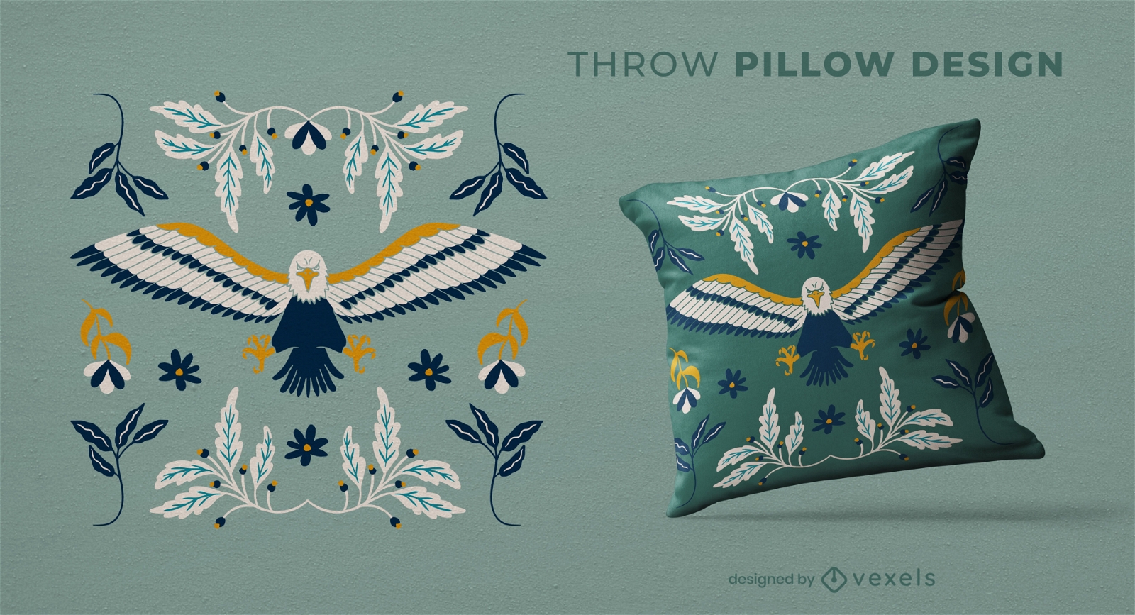 Eagle bird flying throw pillow design