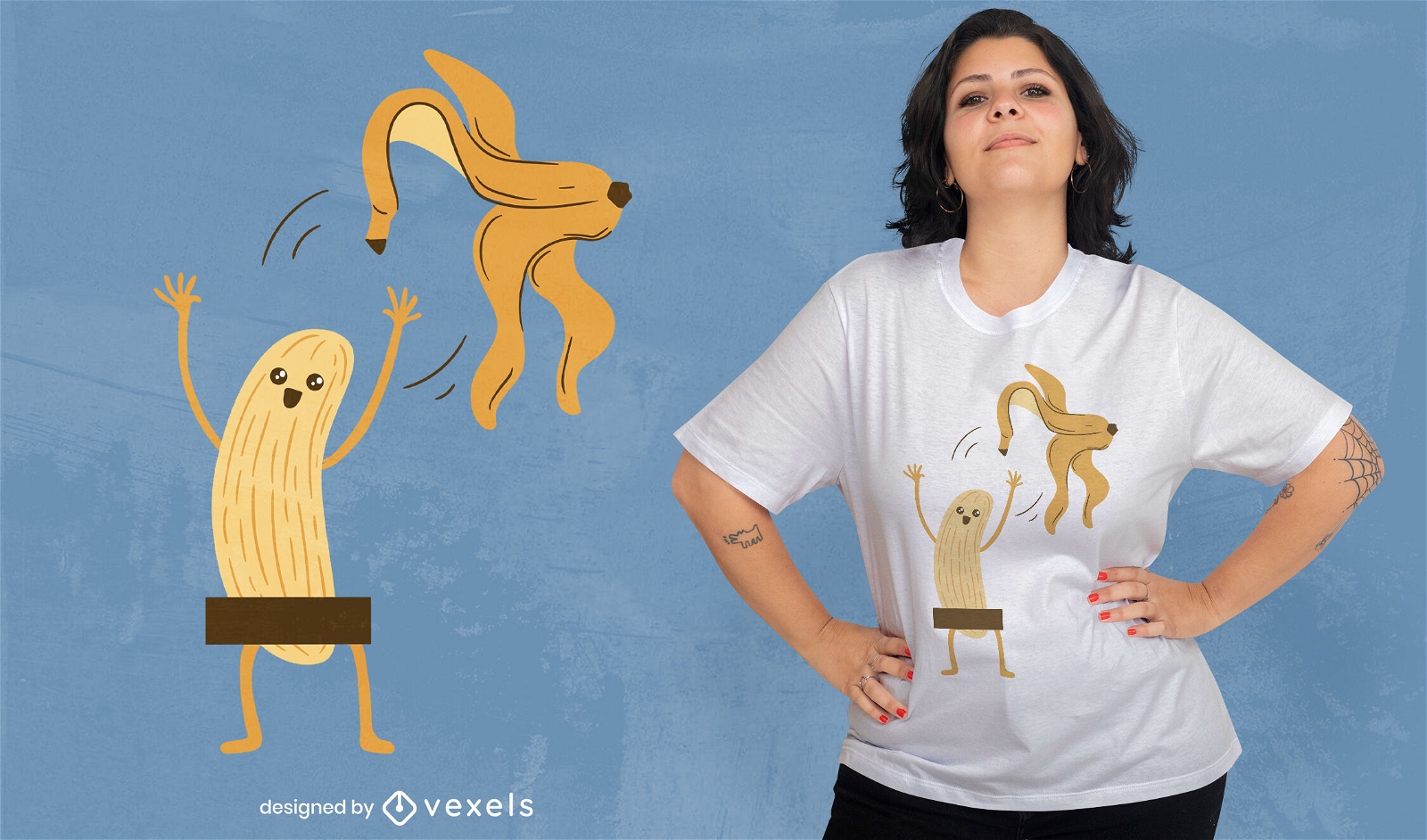 Design engra?ado de t-shirt com fruta banana nua