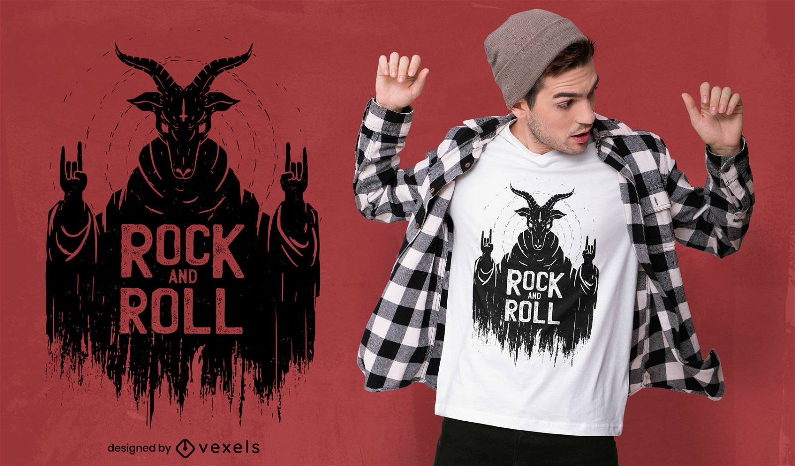 Design de t-shirt grunge criatura rock ad roll