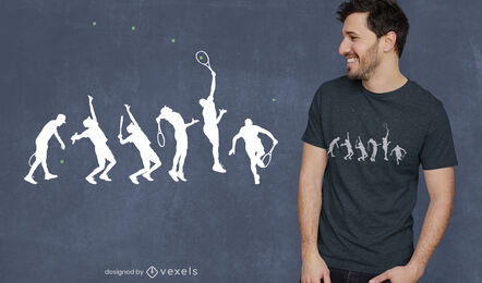 Design de camiseta da evolução do jogador de esporte de tênis