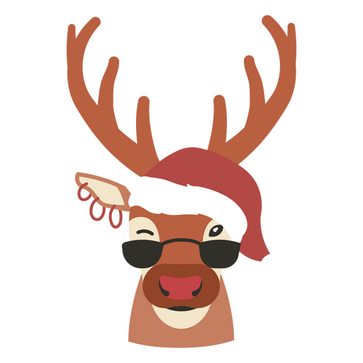 Reindeer flat christmas PNG Design