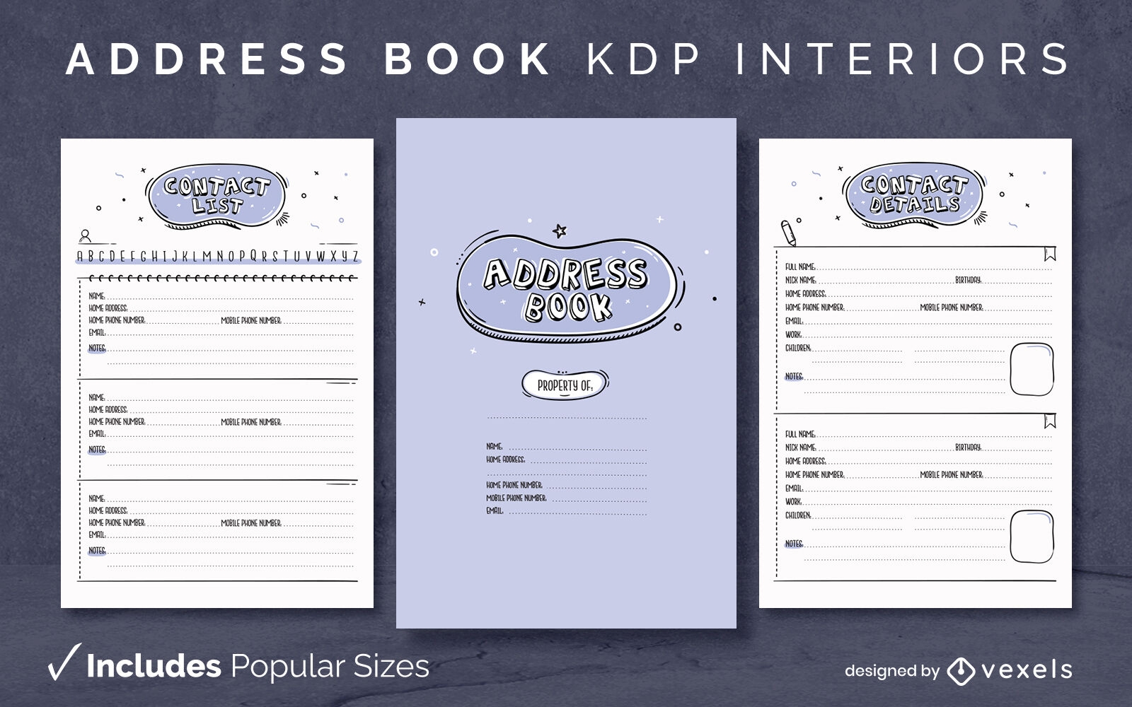 Address book template KDP interior design