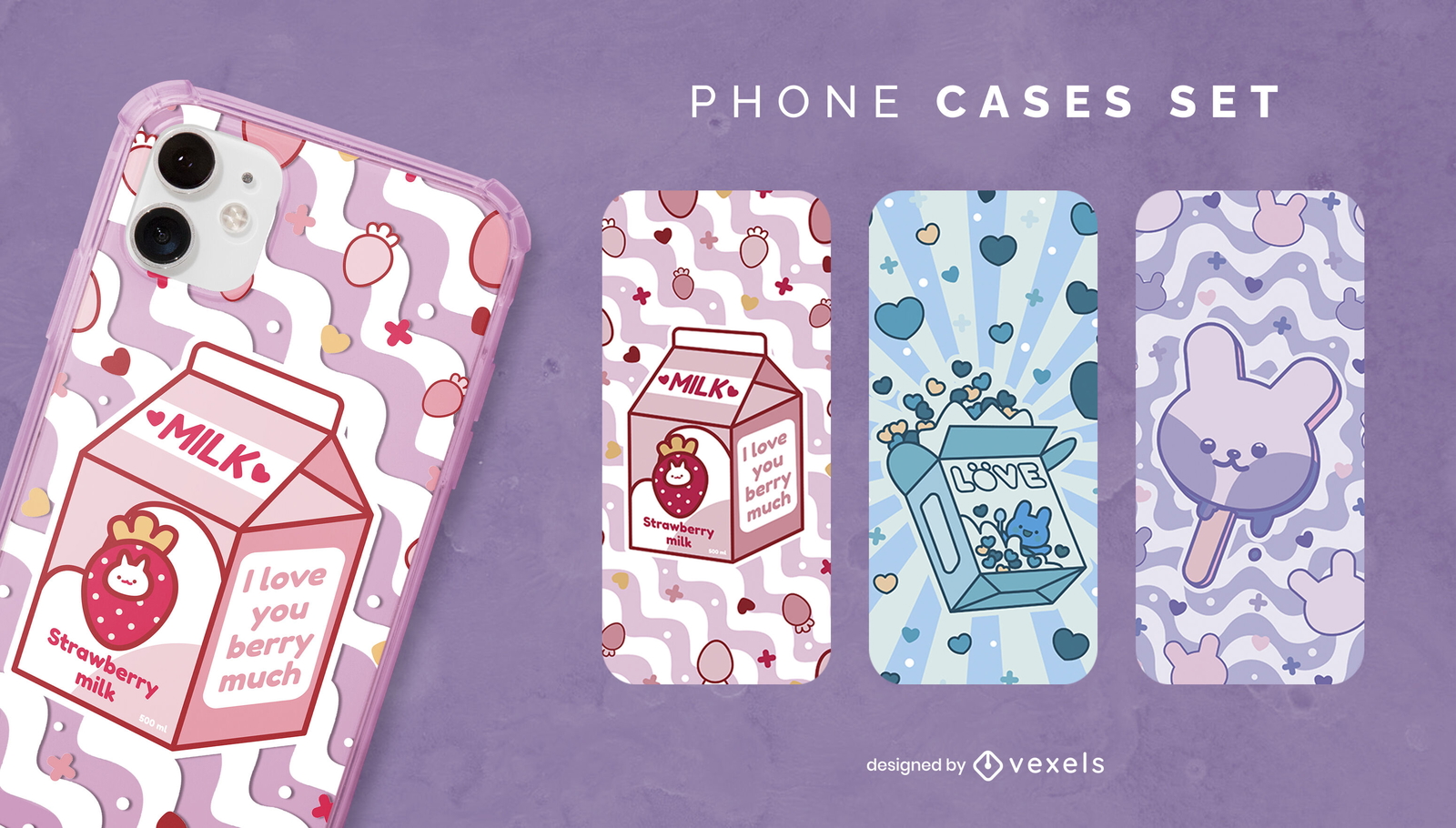 Set de fundas para móvil dulces y postres kawaii