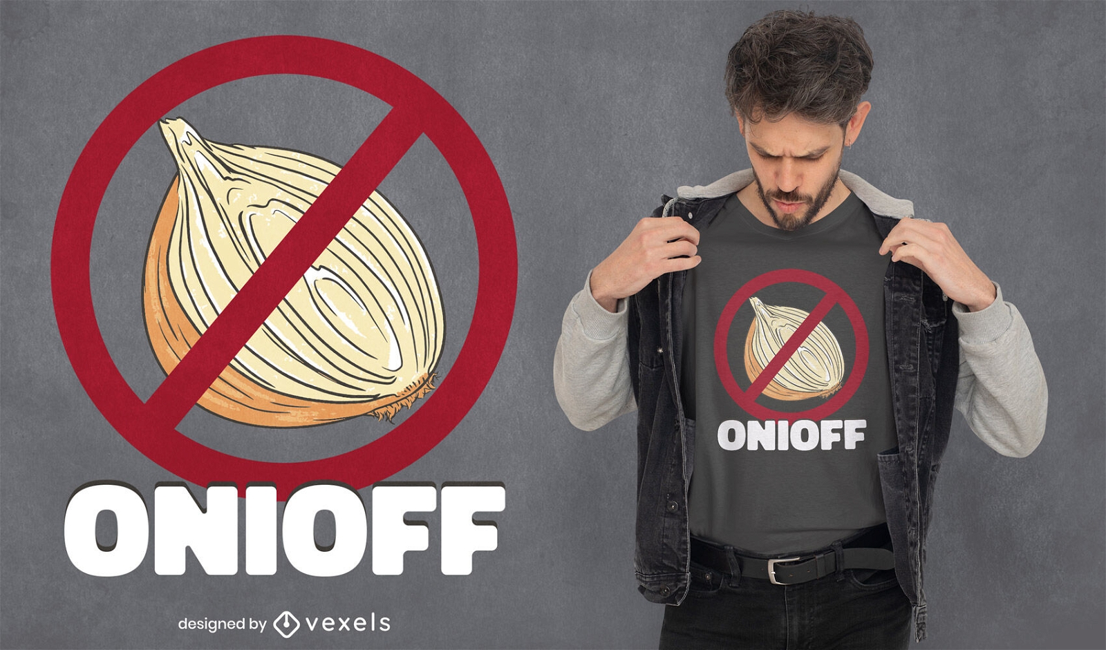 Design de camiseta cebola Onioff
