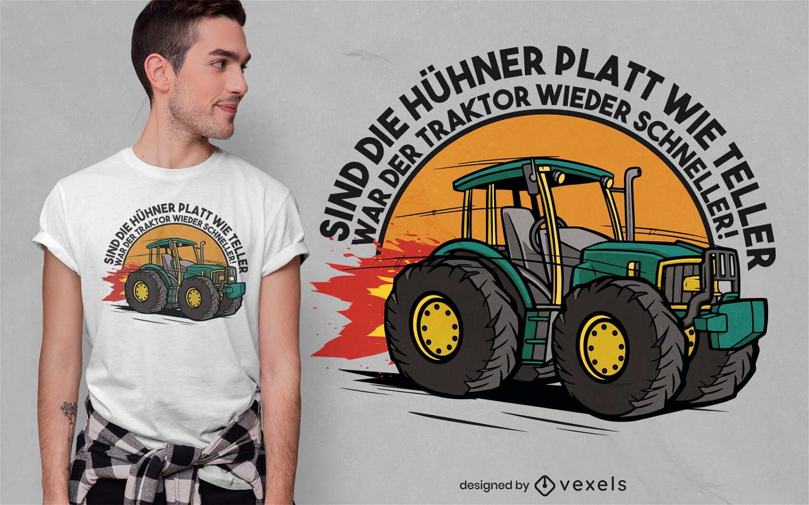 Design de t-shirt com citações alemãs de trator