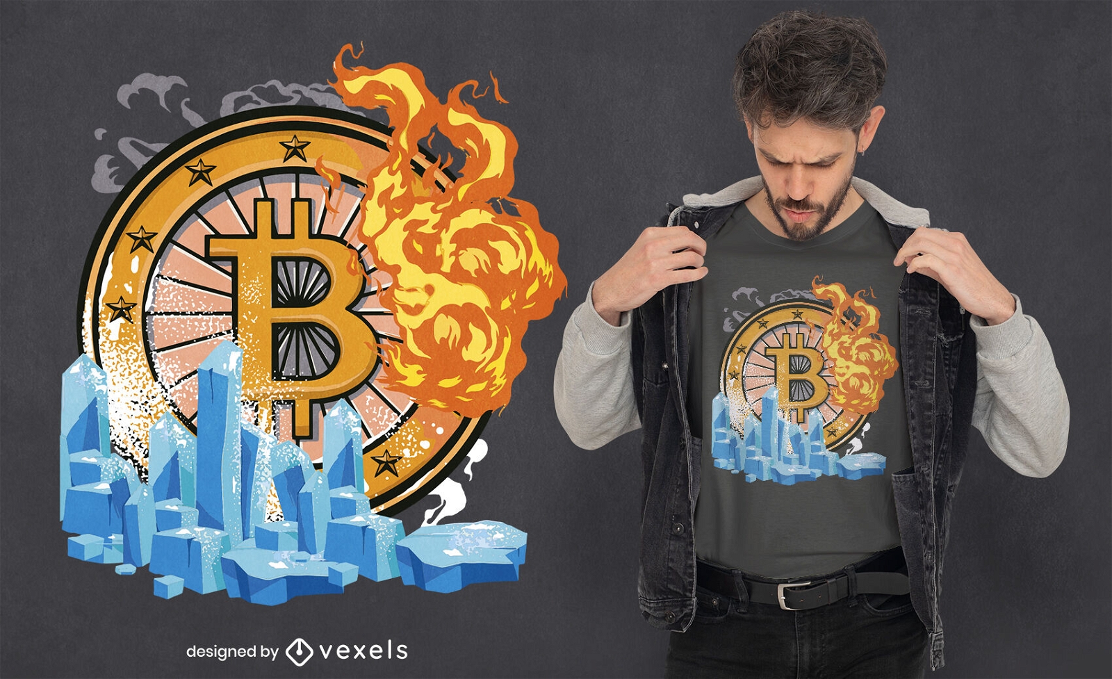 Cryptocurrency ice and fire t-shirt design