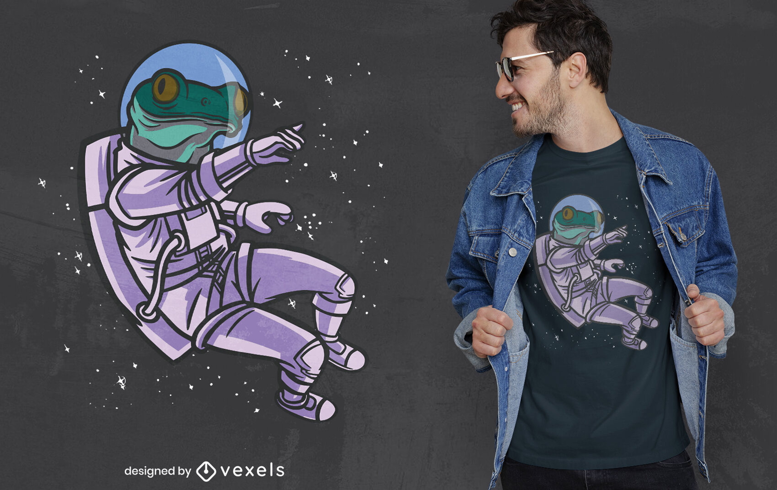 Frog in space t-shirt design