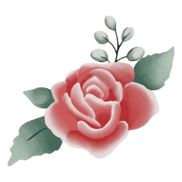 Rose strukturiert mit Blättern PNG-Design