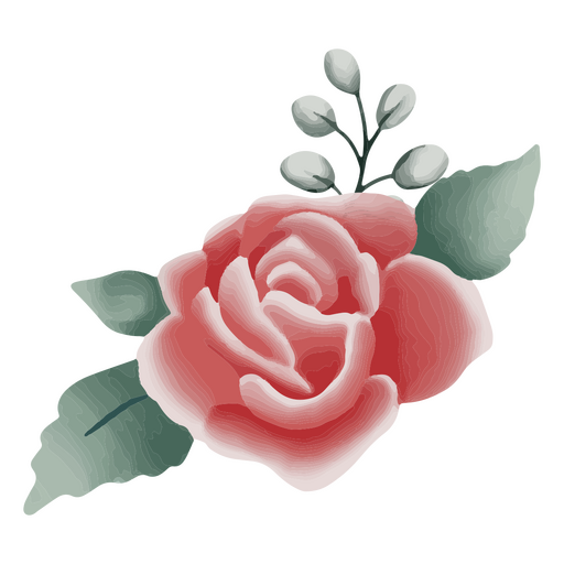 Rose strukturiert mit Blättern PNG-Design